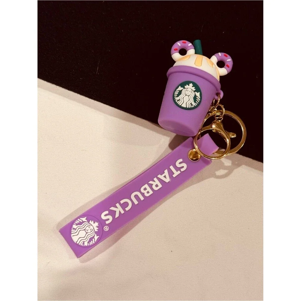 3D Mouse Donut Coffee Cup Keychain Bag Charm Silicone Wristlet Strap Gift NIP